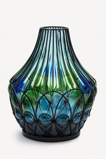 Green Carnival Glass Vase